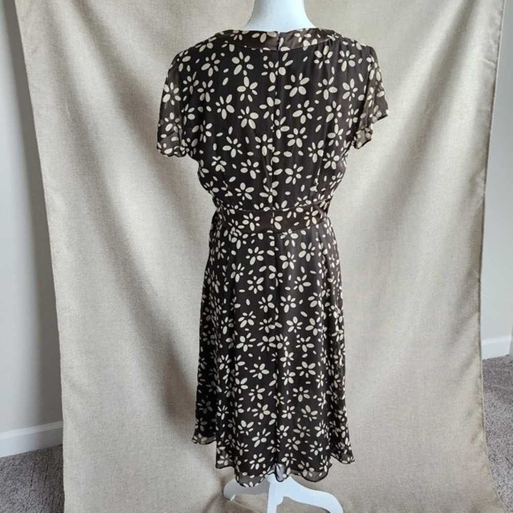 Talbots 100% silk dress in brown and scattered wi… - image 3