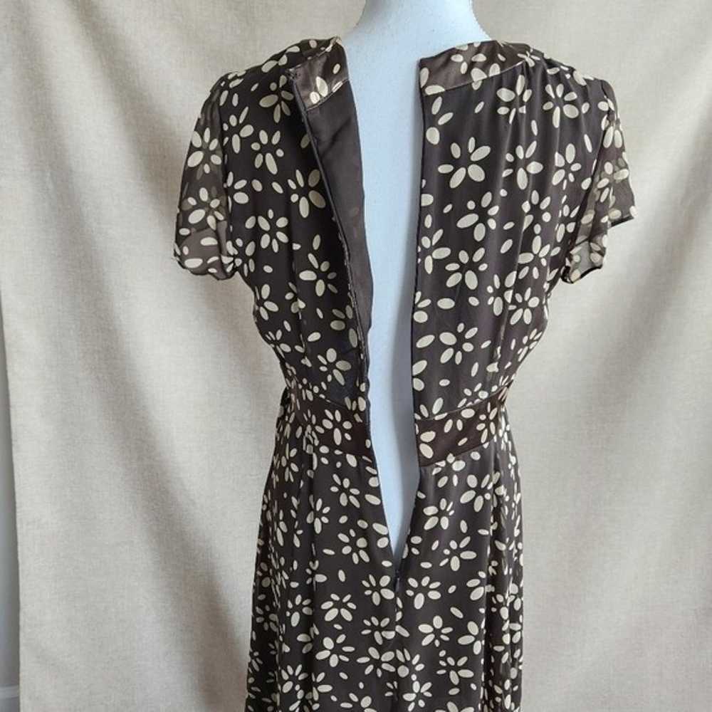 Talbots 100% silk dress in brown and scattered wi… - image 4