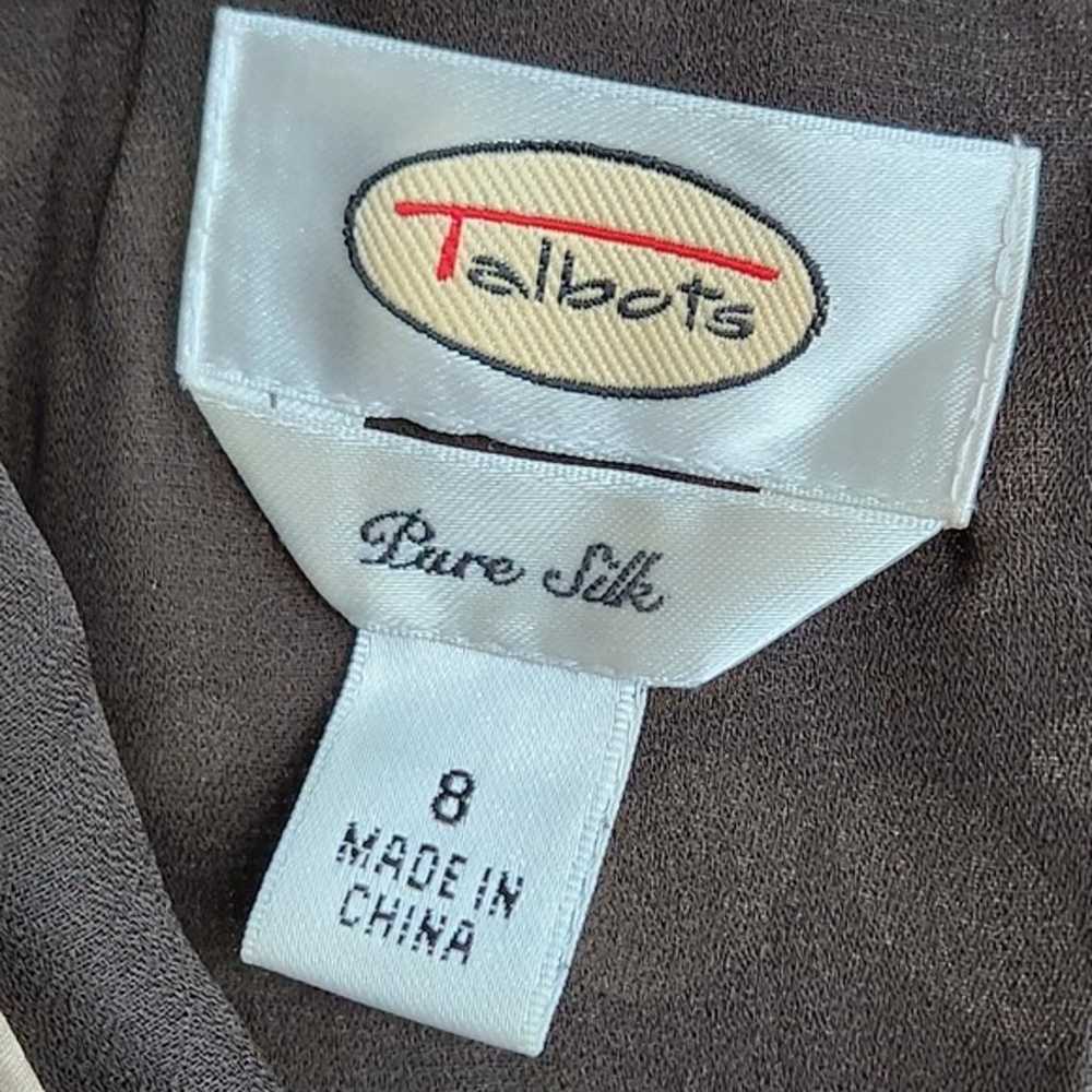 Talbots 100% silk dress in brown and scattered wi… - image 9