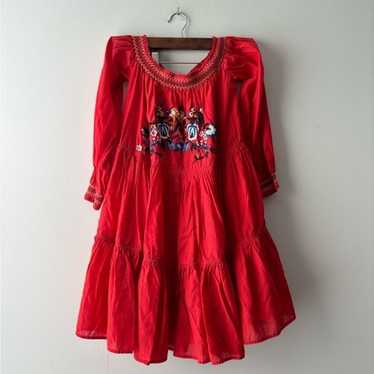 Free People Off the shoulder floral red dress size