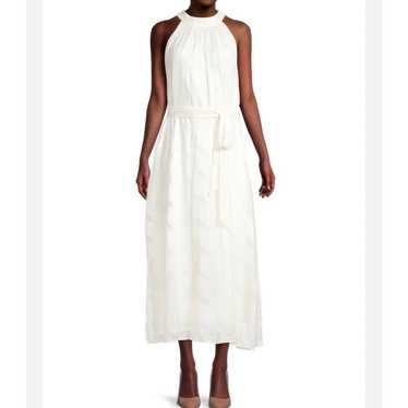 Adrianna Papell Womens Halter Gown White Textured… - image 1