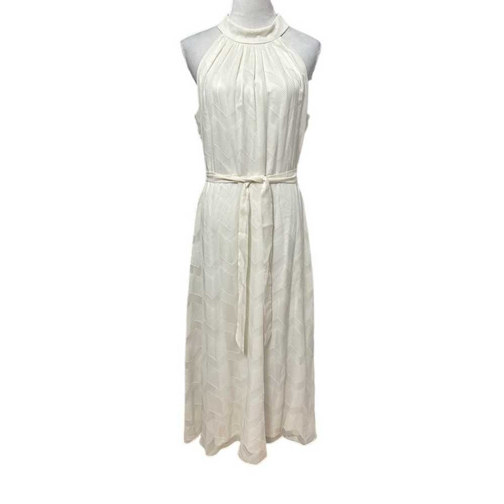 Adrianna Papell Womens Halter Gown White Textured… - image 2