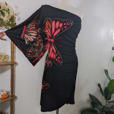 Bisou Bisou One Shoulder Butterfly Mini Dress