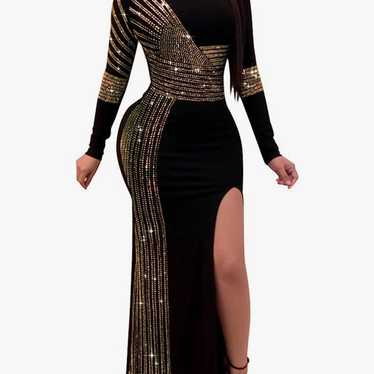 Black and gold dress