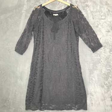 Garnet Hill Boheme Easy Lace Dress Womens 8 Gray … - image 1