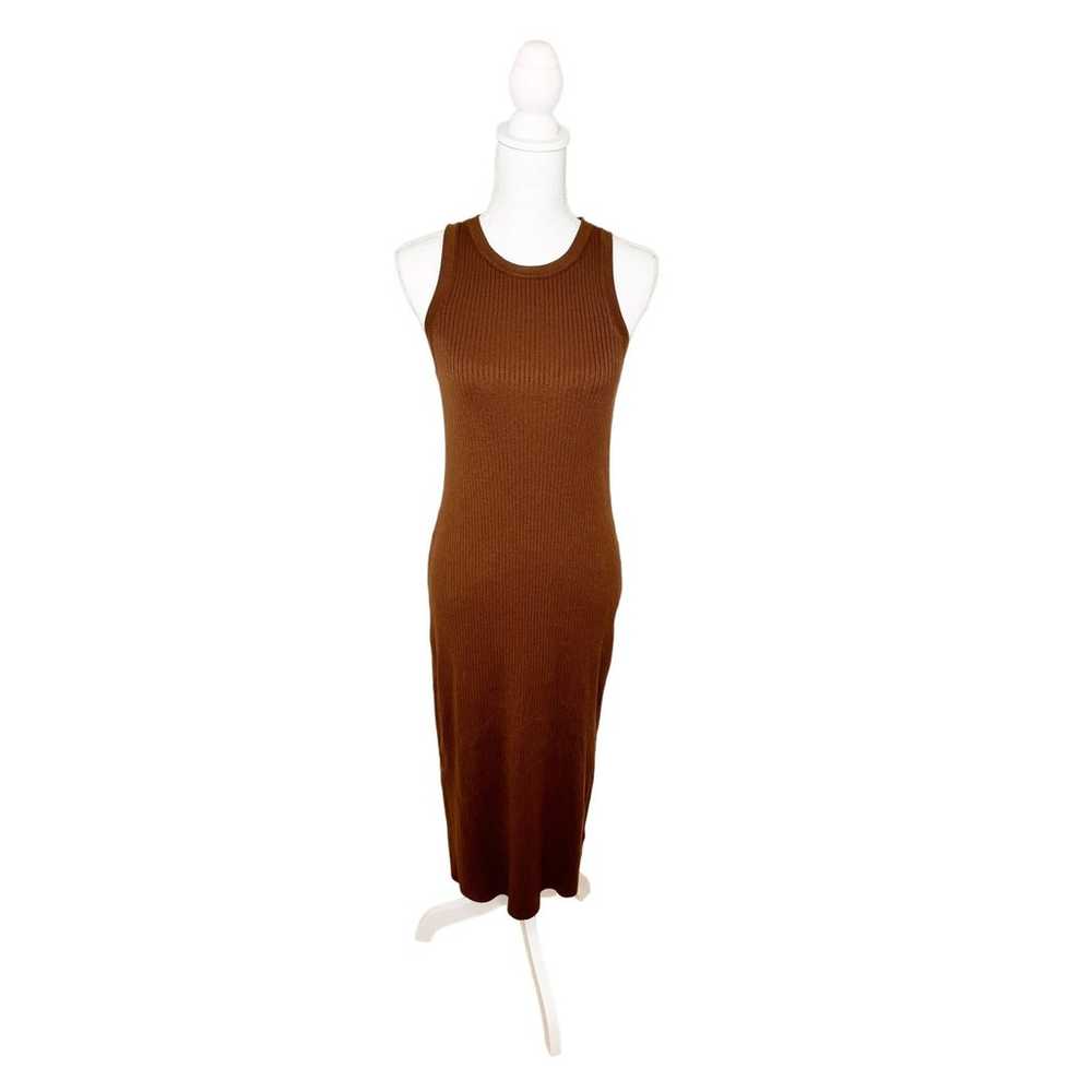 Madewell Brown Ribbed Knit Sleeveless Midi Dress … - image 4