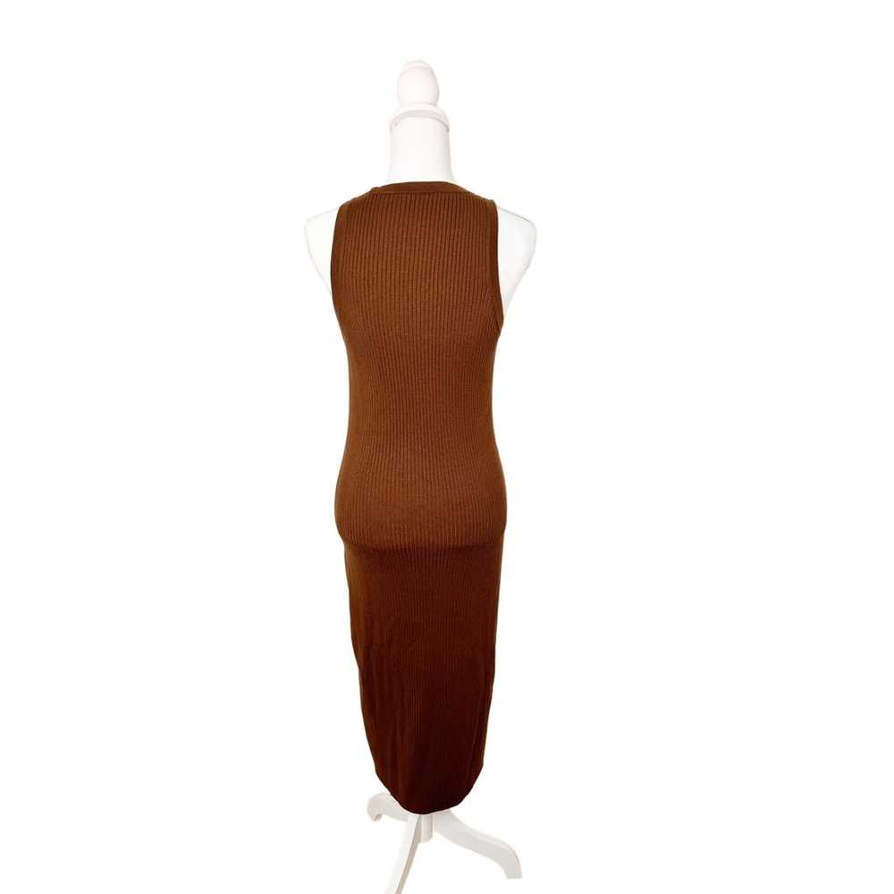 Madewell Brown Ribbed Knit Sleeveless Midi Dress … - image 5