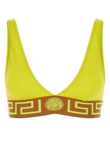 Versace Fluo Yellow Stretch Nylon Bikini Top