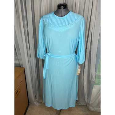 vintage 1980s shift dress pleated collar nwt blue - image 1