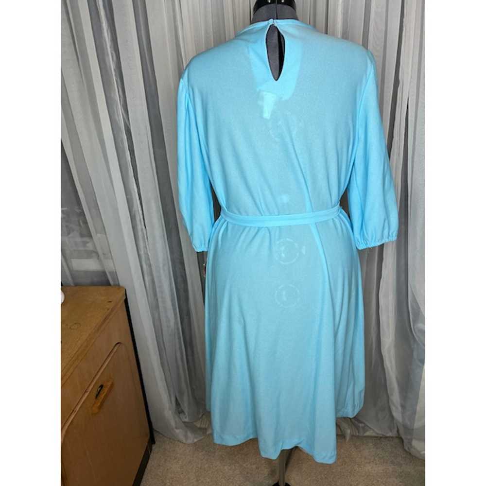 vintage 1980s shift dress pleated collar nwt blue - image 2