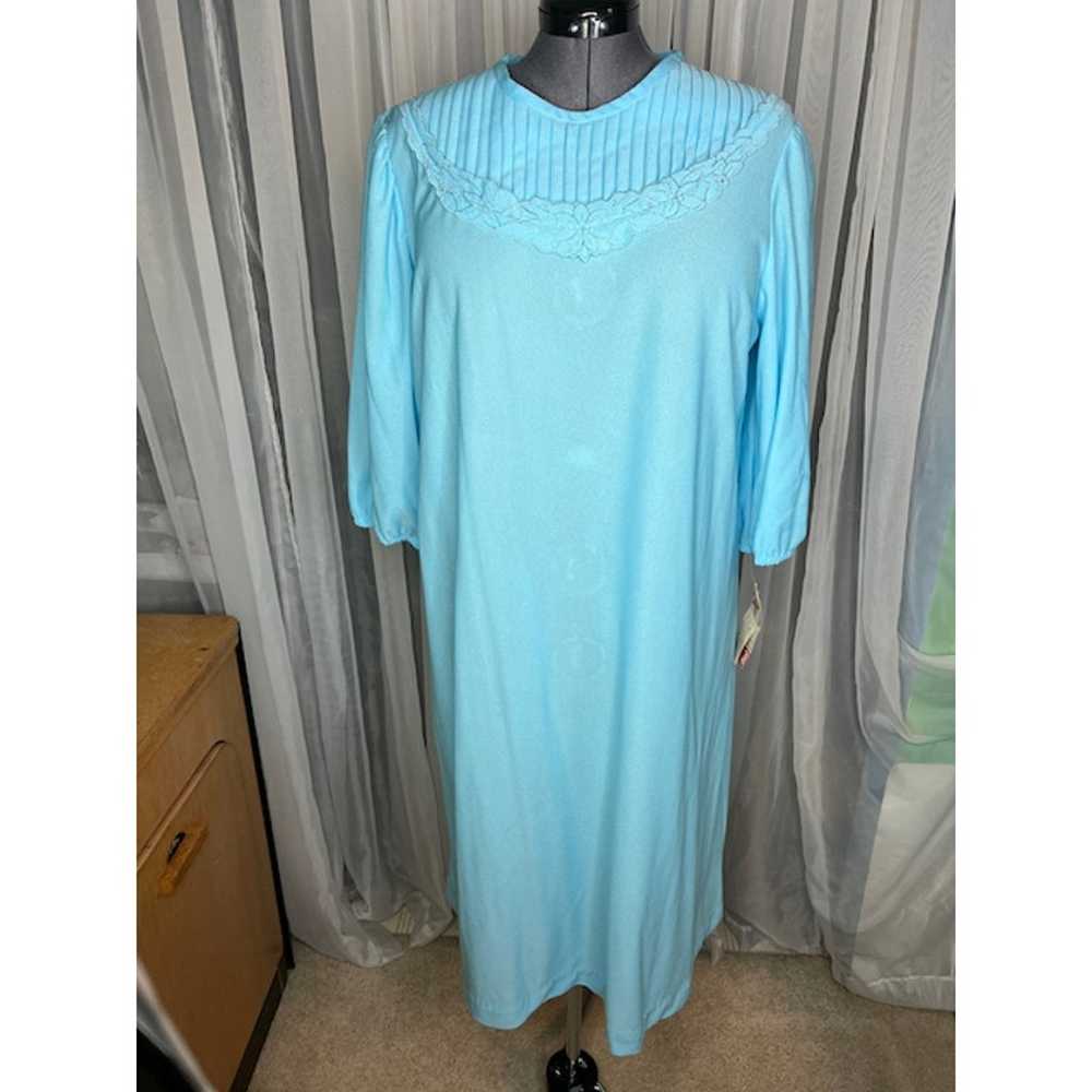 vintage 1980s shift dress pleated collar nwt blue - image 4