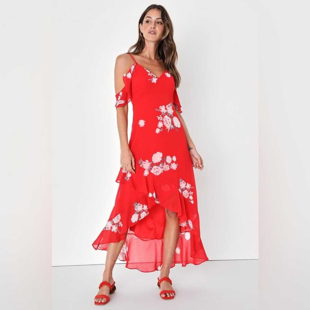 LULUS Love in Bloom Red Floral Print Off-the-Shou… - image 8