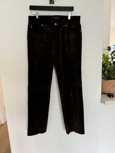 Gucci Suede Leather Chocolate Brown Pants