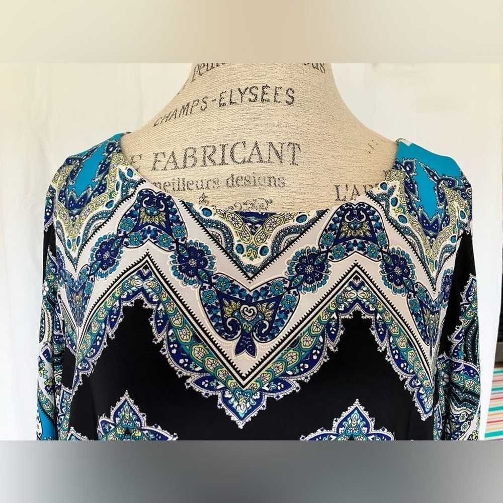 Sandra Darren Womens 3/4 Sleeve Dress in Turquois… - image 2