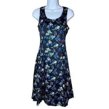 Derek Lam Navy Bouquet Flower Print Dress Size 36 - image 1