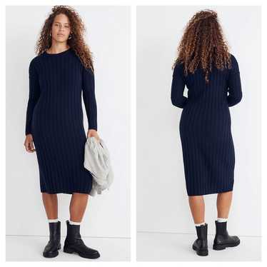 Madewell (Re)sourced Navy Blue Ribbed Midi Sweater
