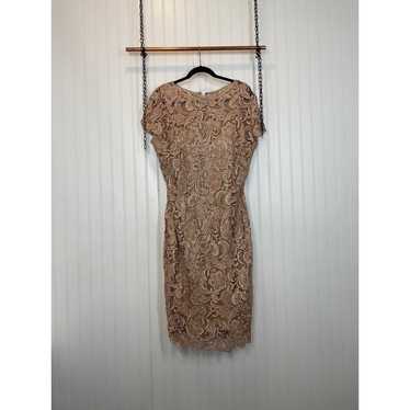 May Queen Tan Lace Overlay Midi Mother of the Brid