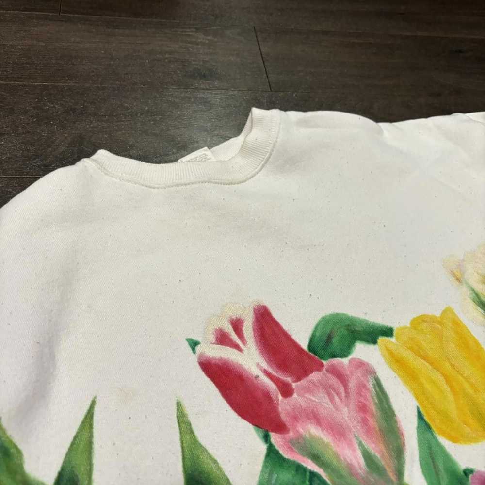 Designer Vintage Flowers Painting Crewneck Sweats… - image 5