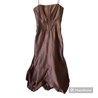 BCBGMAXAZRIA Brown Corset Gown Maxi Floor Length D
