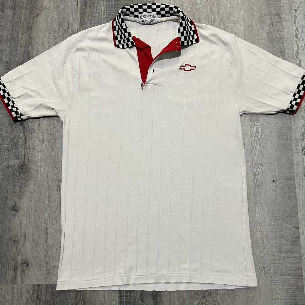 Racing × Vintage VTG Chevrolet Racing White Check… - image 1