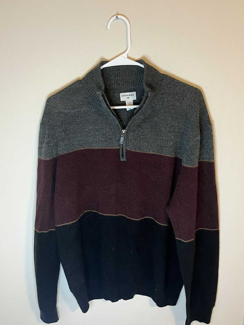 Dockers Dockers 1/4 Zip Up Men’s XL Maroon/Grey L… - image 1