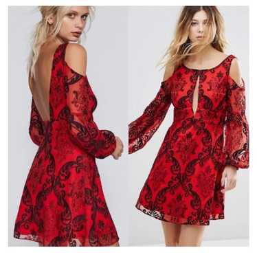 Free People Want to Want Me Mini Dress.  Red/Blac… - image 1