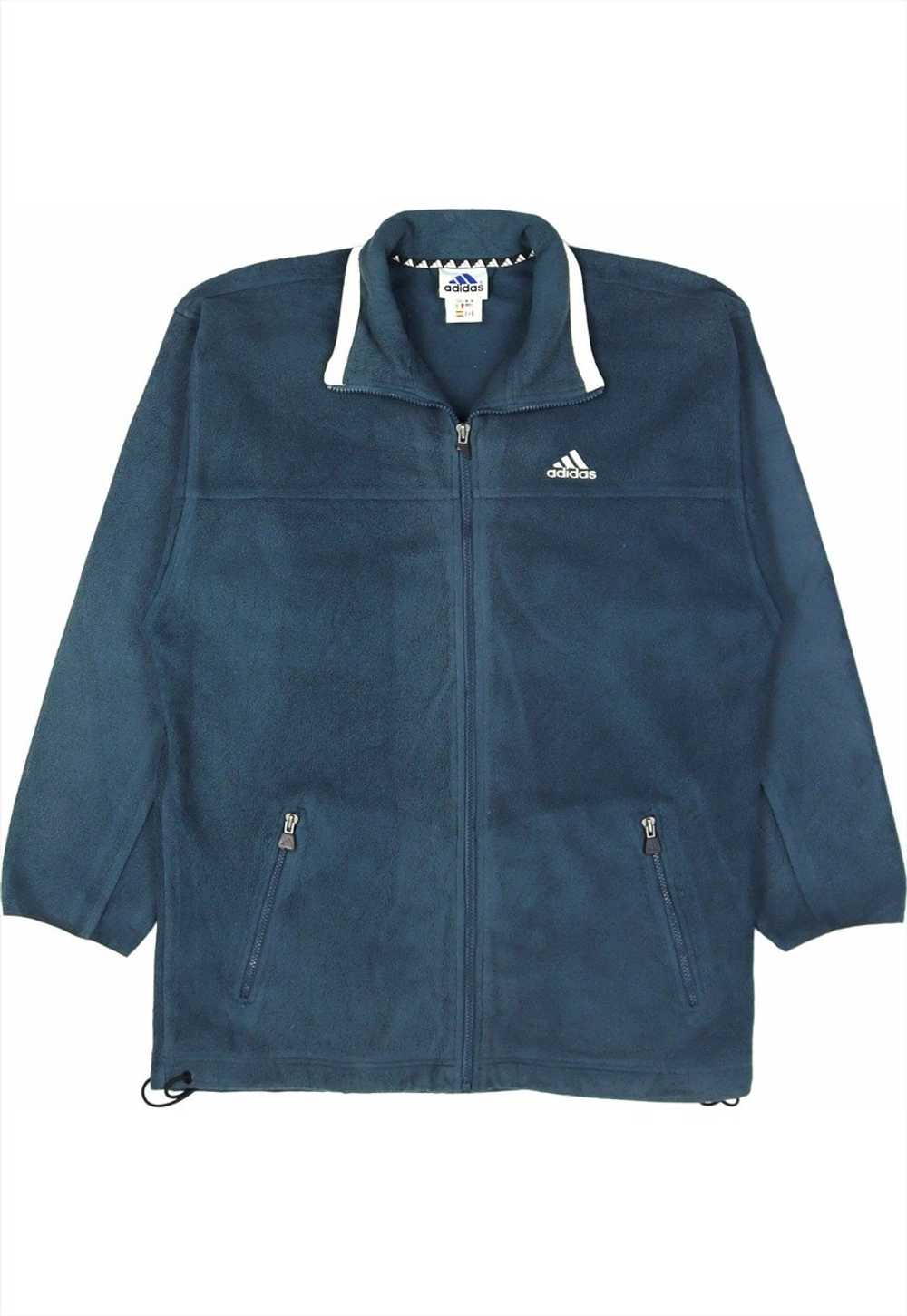 Vintage 90's Adidas Fleece Spellout Zip Up Turquo… - image 1