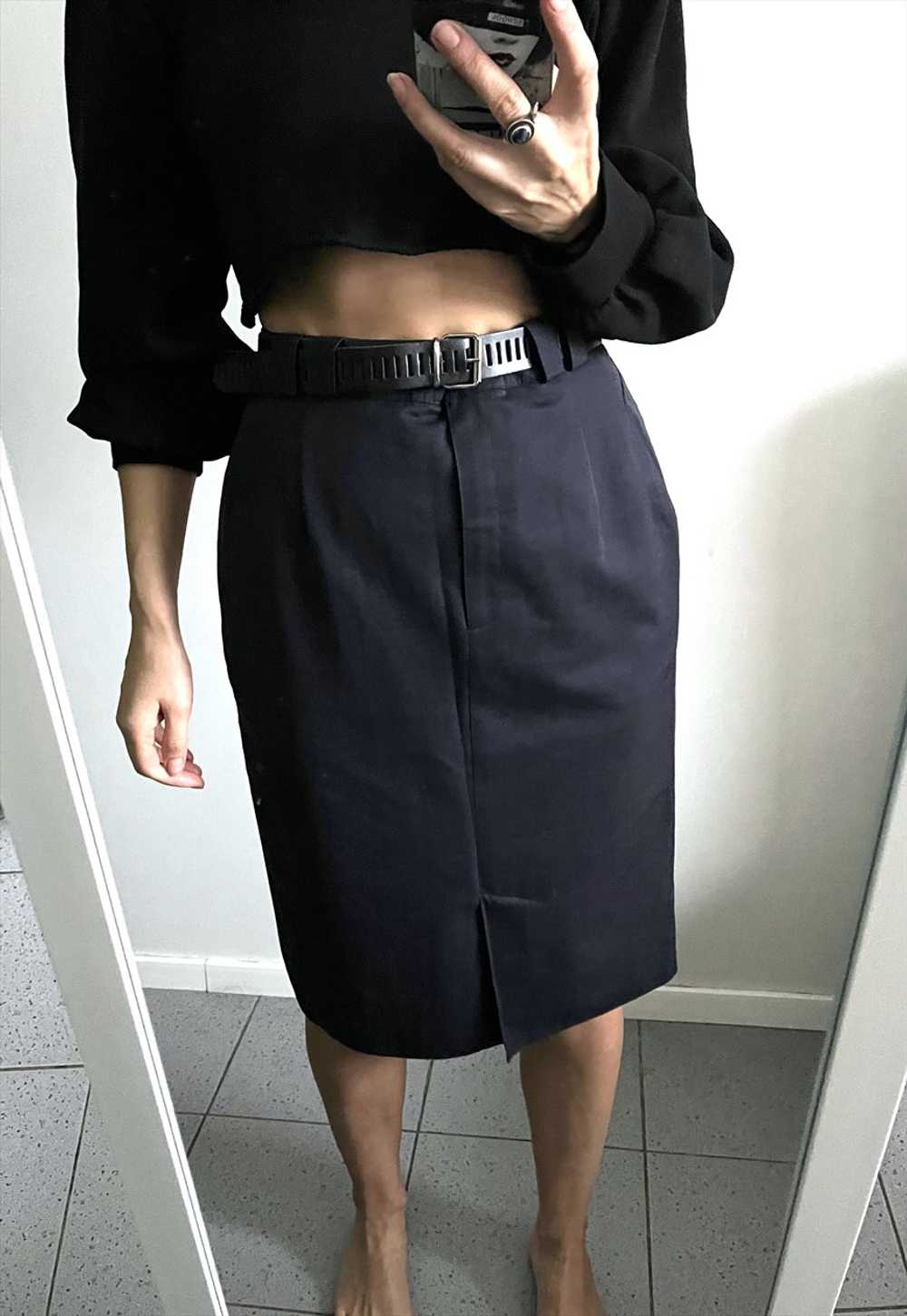 Vintage Navy Pencil Belted Skirt - M - image 1