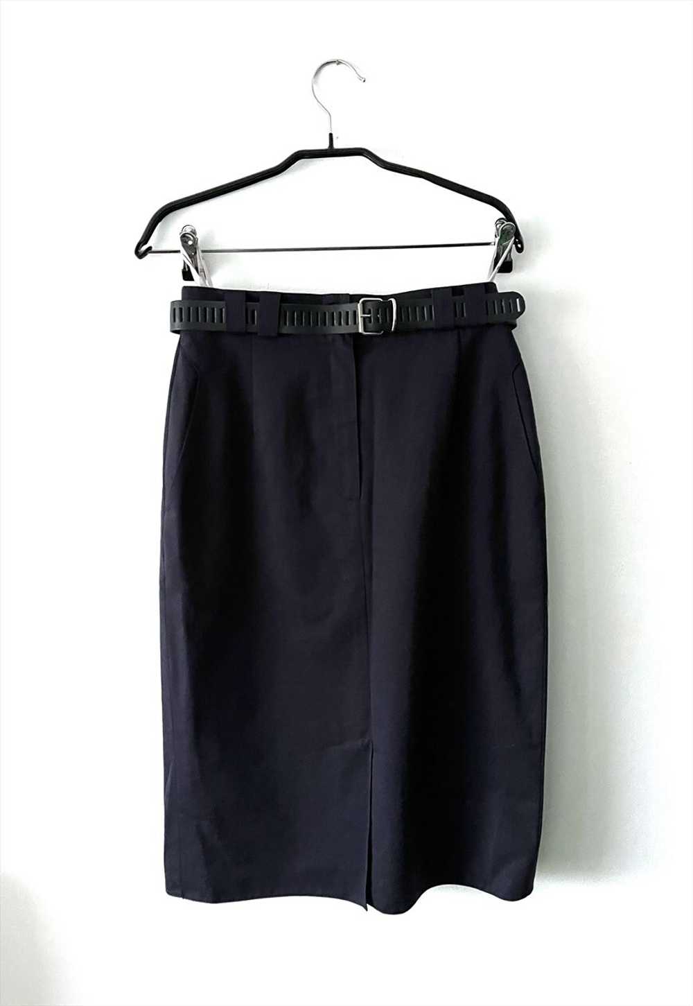 Vintage Navy Pencil Belted Skirt - M - image 3