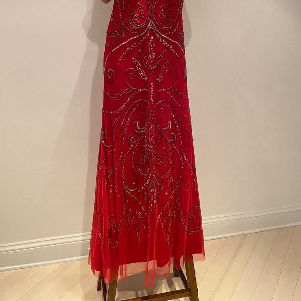 fully beaded sequin red maxi dress - image 3