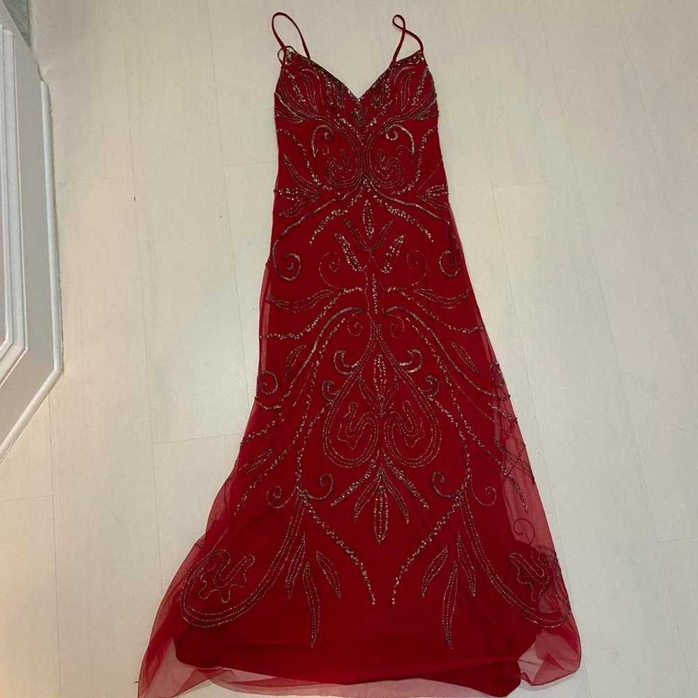 fully beaded sequin red maxi dress - image 5