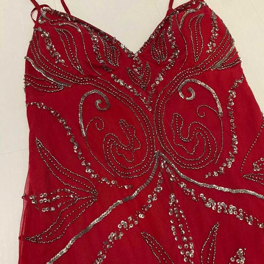fully beaded sequin red maxi dress - image 6