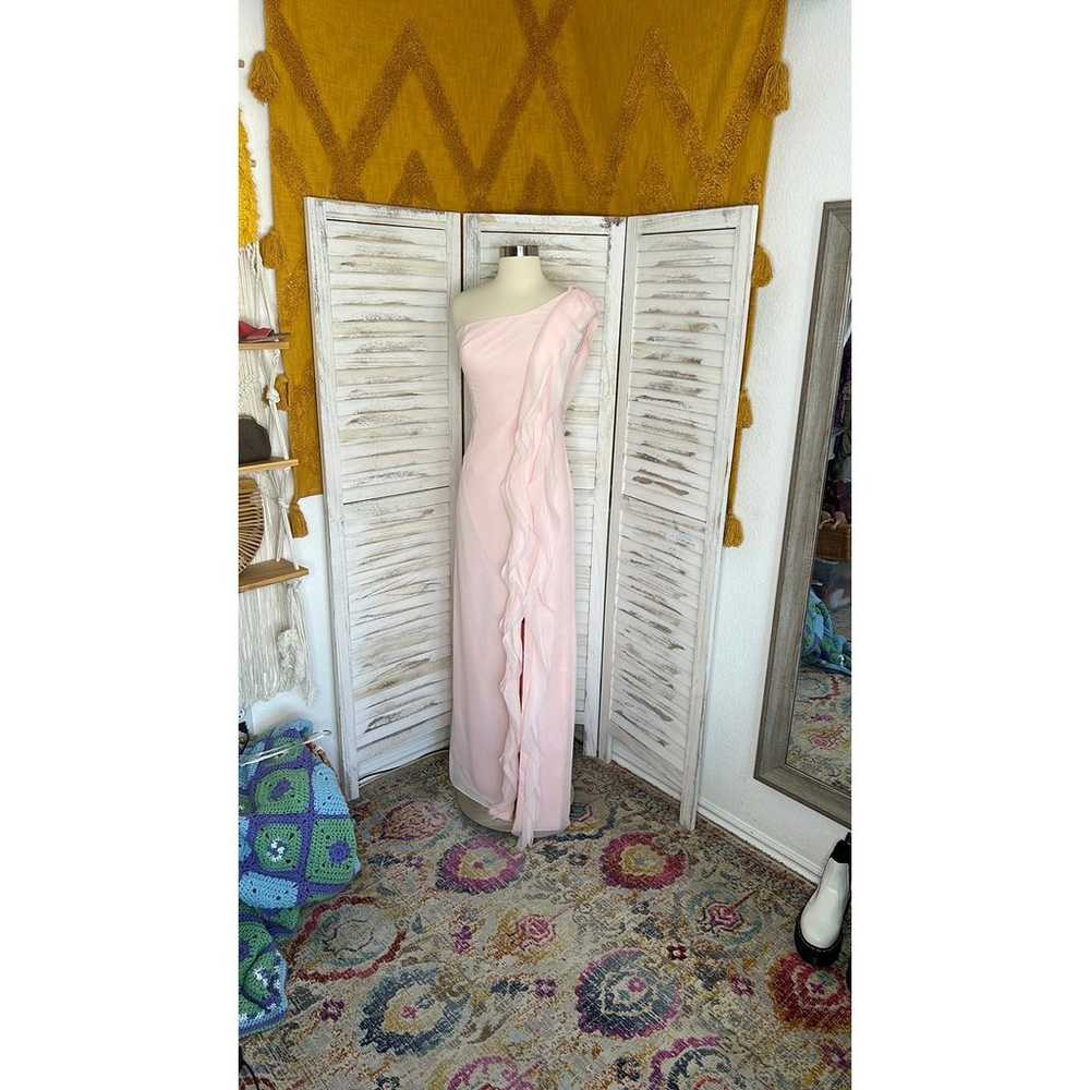 VERA WANGl Pink Pastel Chiffon One Shoulder Dress… - image 2