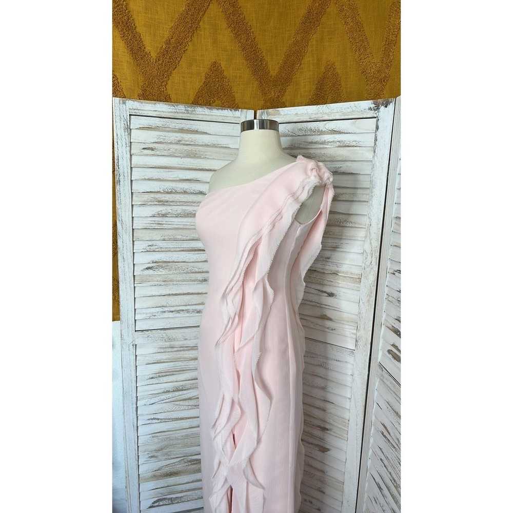 VERA WANGl Pink Pastel Chiffon One Shoulder Dress… - image 7
