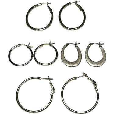 Four Vintage Sterling Silver Hoop Earring Sets