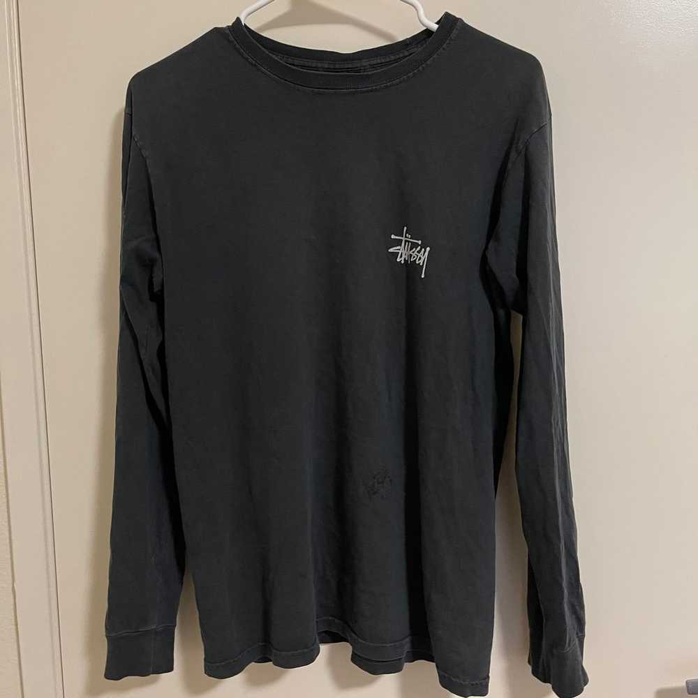Stussy Men’s Long Sleeve Gray Logo Shirt Size Sma… - image 1