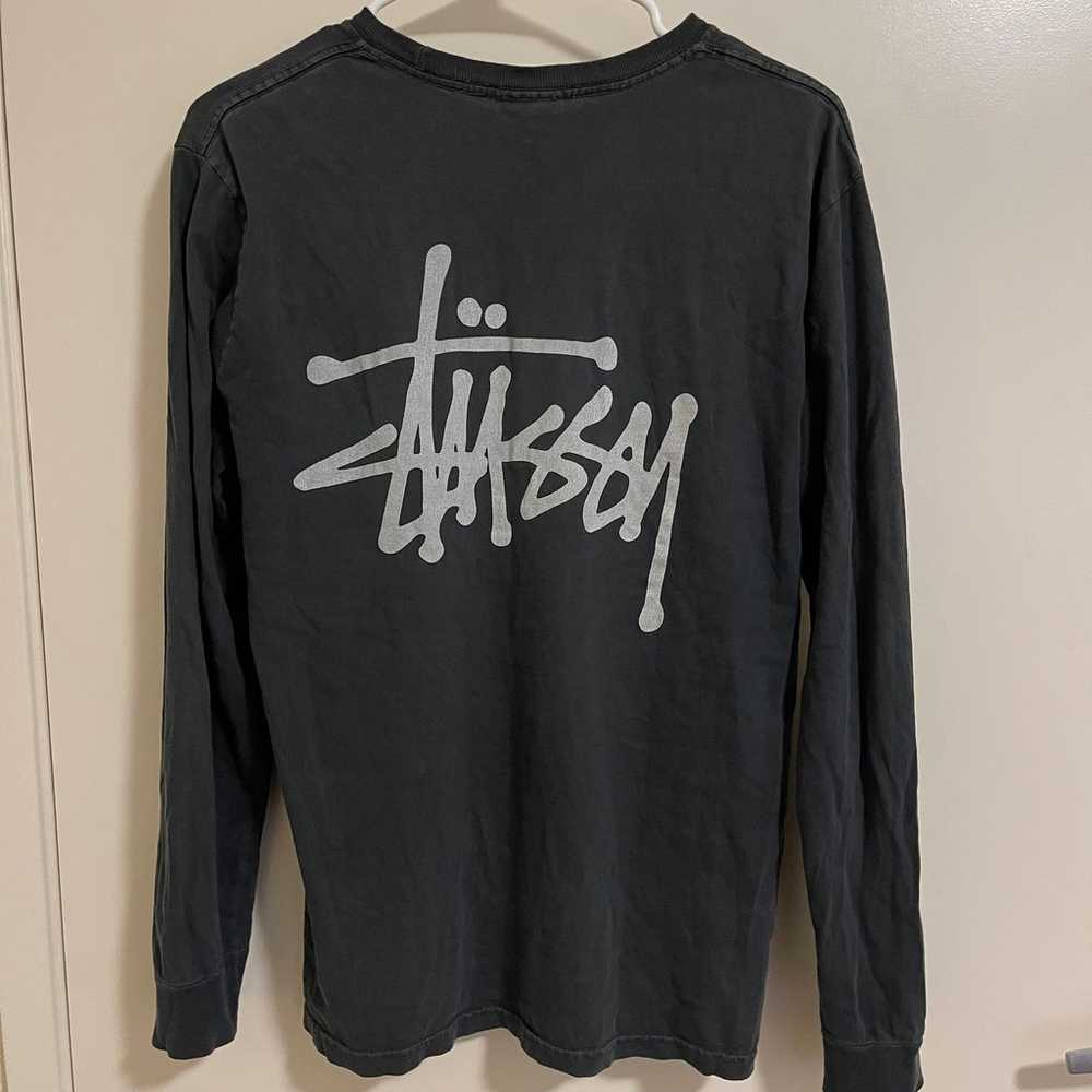 Stussy Men’s Long Sleeve Gray Logo Shirt Size Sma… - image 2