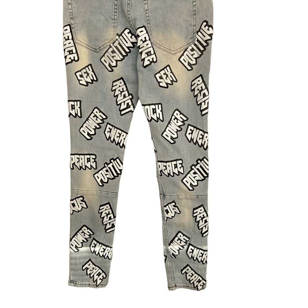 Cooper9 Cooper 9 Words Denim Jeans Pants Print Bl… - image 2