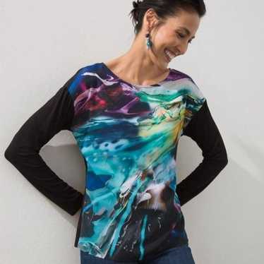 Chicos Chicos 3 Touch of Cool Watercolor Knit Wove