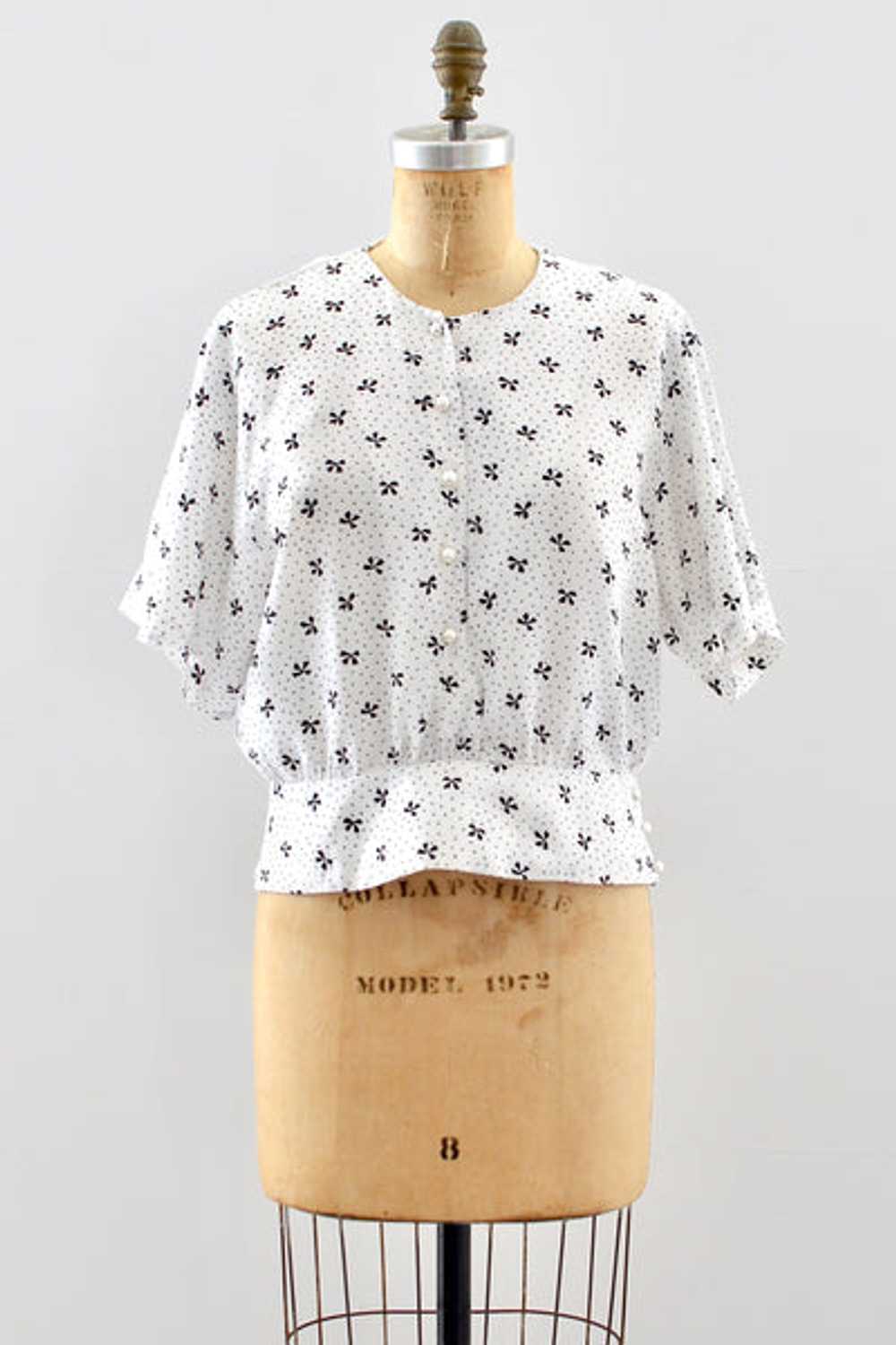 Vintage Bow Print Top - image 1