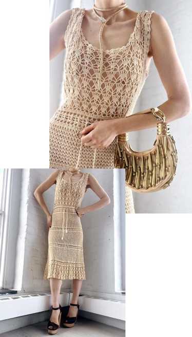 90s crème sheer crochet dress