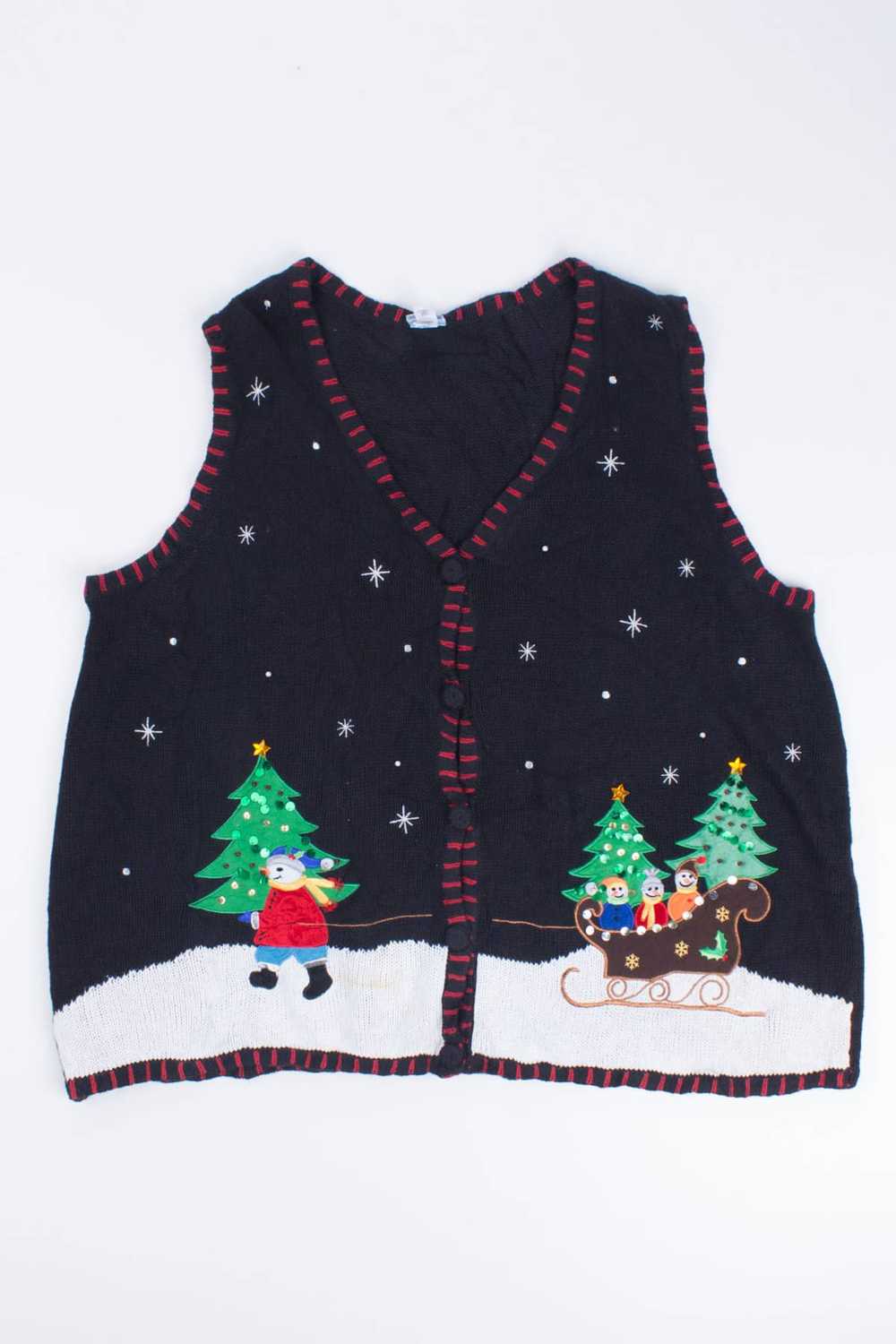 Black Ugly Christmas Vest 55208 - image 2