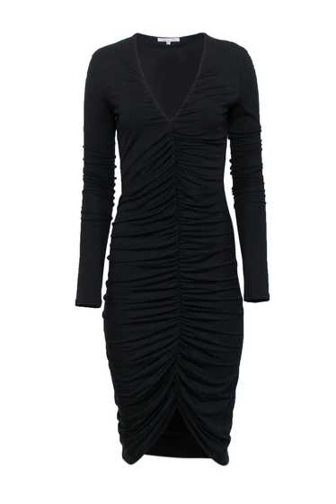 Patrizia Pepe - Black V-Neckline Middle Ruched Dre