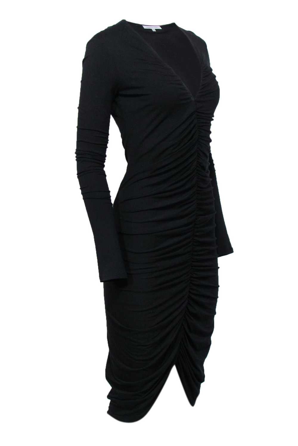 Patrizia Pepe - Black V-Neckline Middle Ruched Dr… - image 2