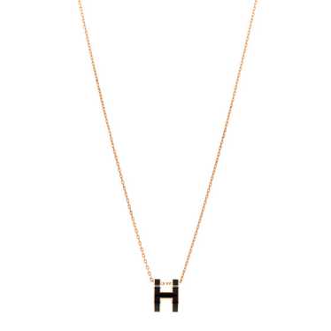 HERMES Lacquered Rose Gold Pop H Pendant Necklace 