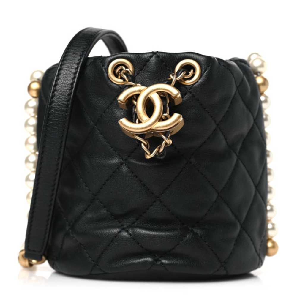 CHANEL Calfskin Quilted Pearl Mini About Pearls D… - image 1