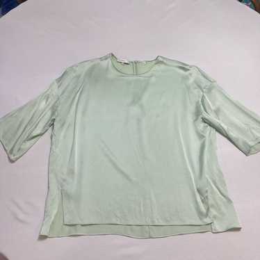 Vince Light Green Silk Short Sleeve Top Size Large