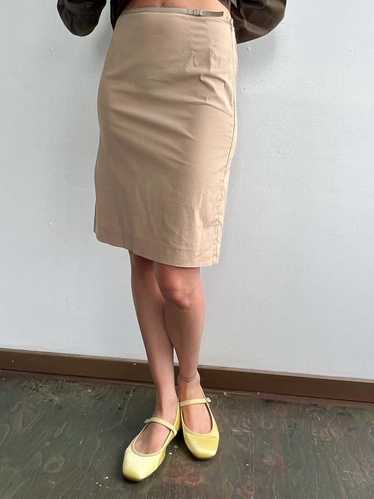 Vintage Skinny Buckle Skirt - Beige