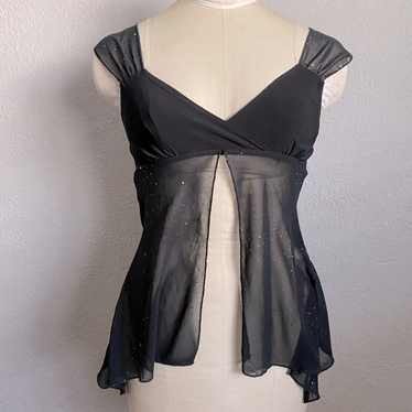 VTG Twin Top Y2k Black Whimsical Open 90’s Top