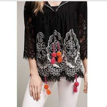 Anthropologie Embroidered Cara Lace Blouse